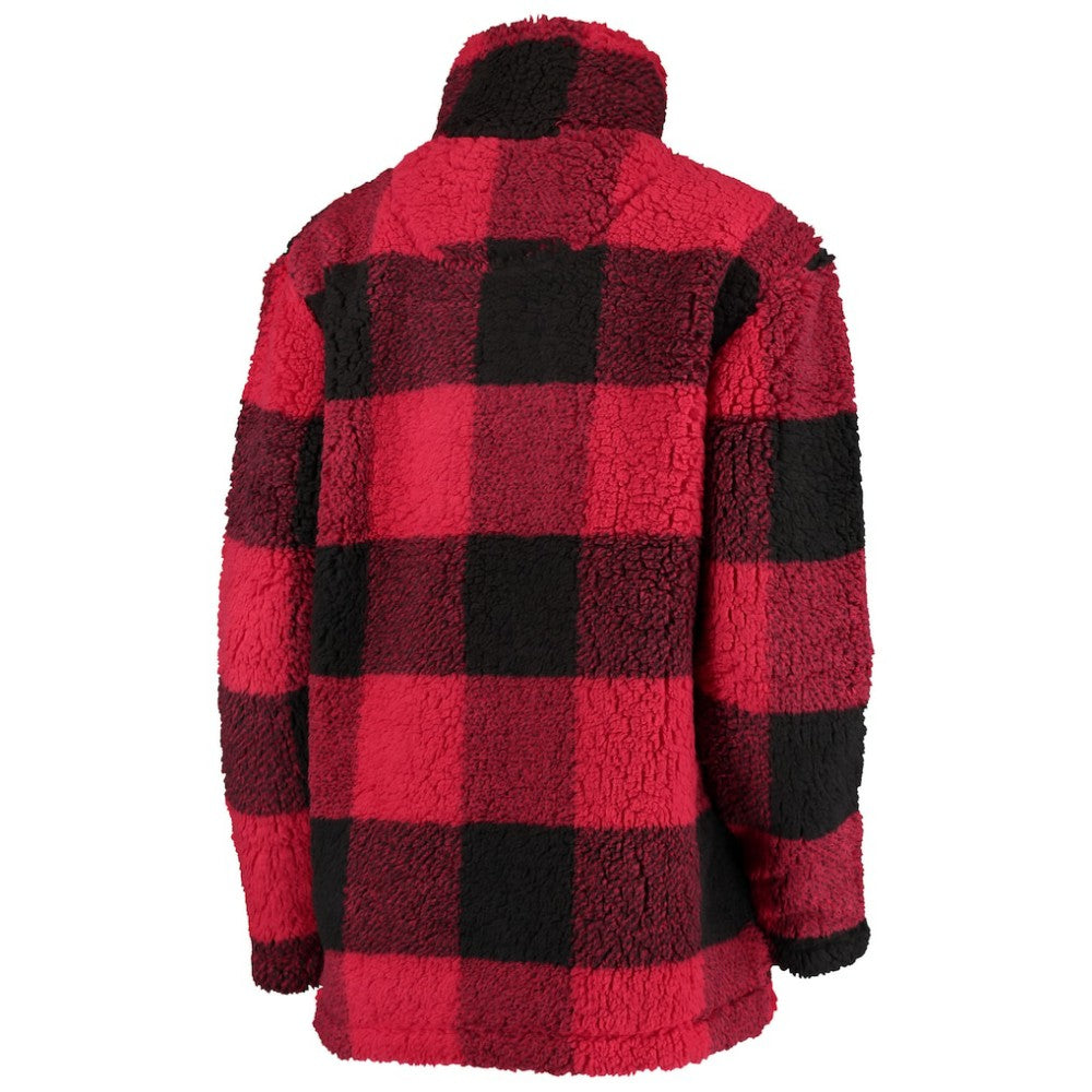 NHL Chicago Blackhawks G-III 4Her by Carl Banks Women's Plaid Sherpa Quarter-Zip Jacket - Red/Black