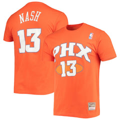 Steve Nash Phoenix Suns Hardwood Classics Stitch Name & Number T-Shirt Orange