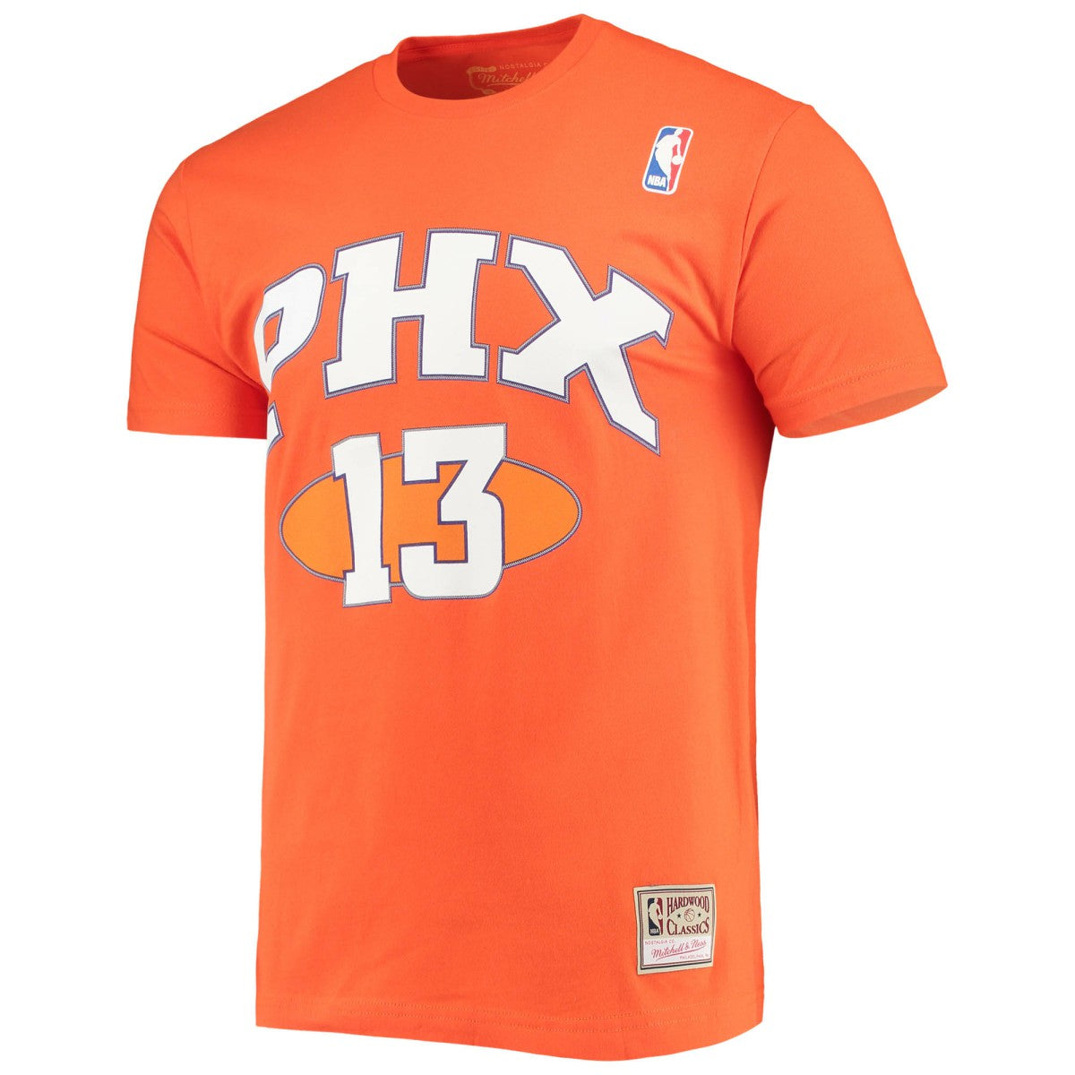 Steve Nash Phoenix Suns Hardwood Classics Stitch Name & Number T-Shirt Orange