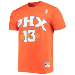 Steve Nash Phoenix Suns Hardwood Classics Stitch Name & Number T-Shirt Orange