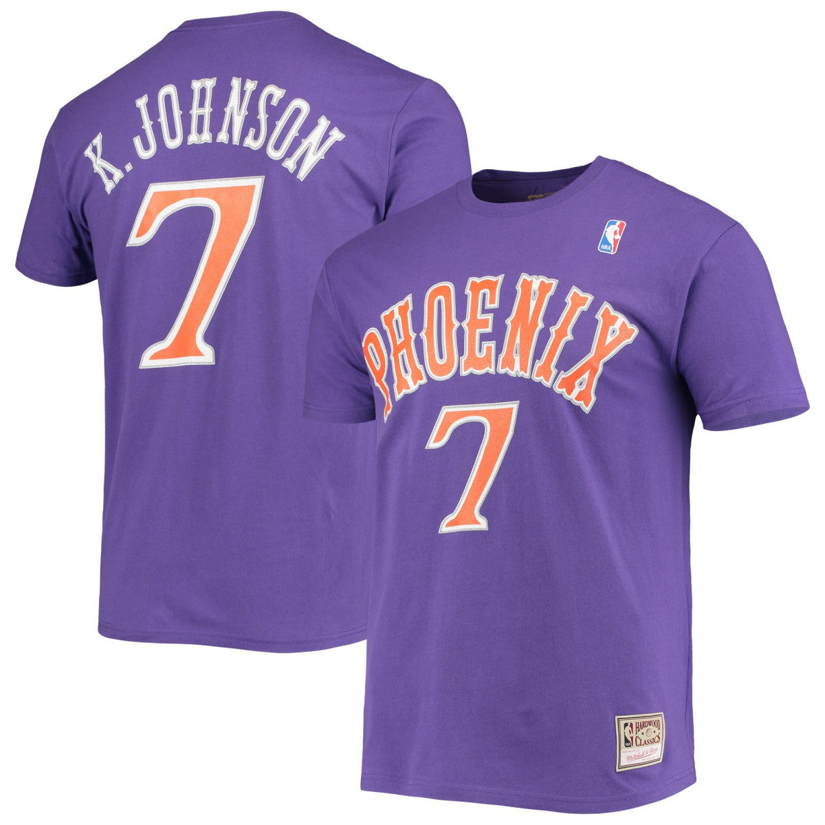 Kevin Johnson Phoenix Suns Hardwood Classics Stitch Name & Number T-Shirt Purple