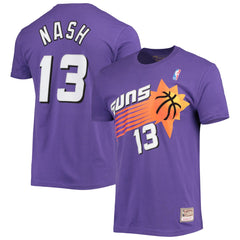Steve Nash Phoenix Suns Hardwood Classics Stitch Name & Number T-Shirt Purple