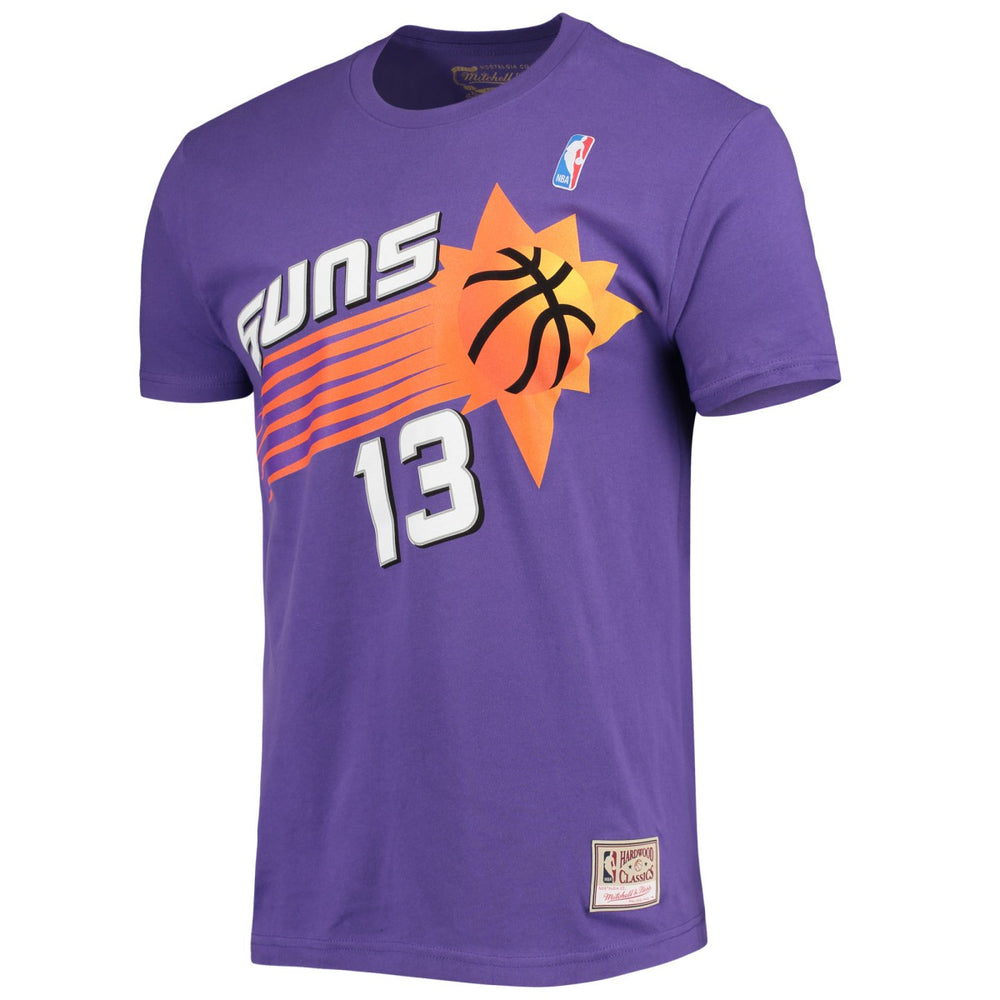 Steve Nash Phoenix Suns Hardwood Classics Stitch Name & Number T-Shirt Purple