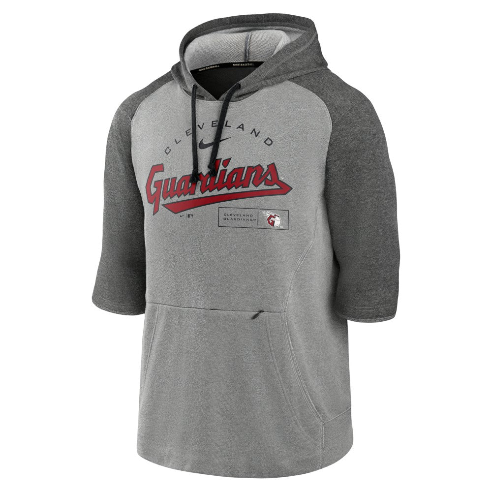Cleveland Guardians Nike Team Modern Arch 3/4 Sleeve Pullover Hoodie - Heathered Charcoal/Heathered Gray Hoodies