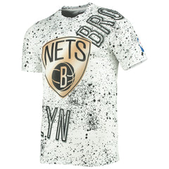 Brooklyn Nets FISLL Gold Foil Splatter Print T-Shirt White