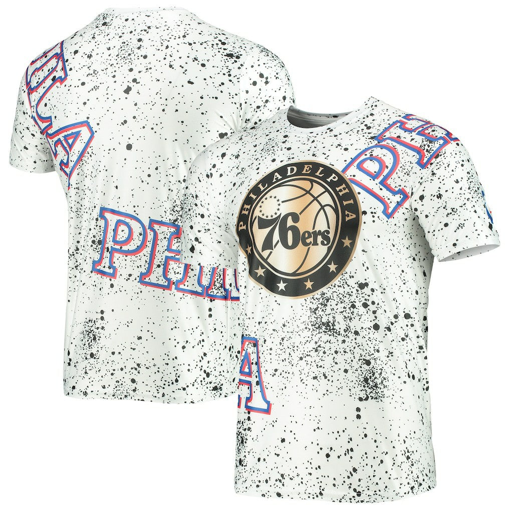 Philadelphia 76ers FISLL Gold Foil Splatter Print T-Shirt White