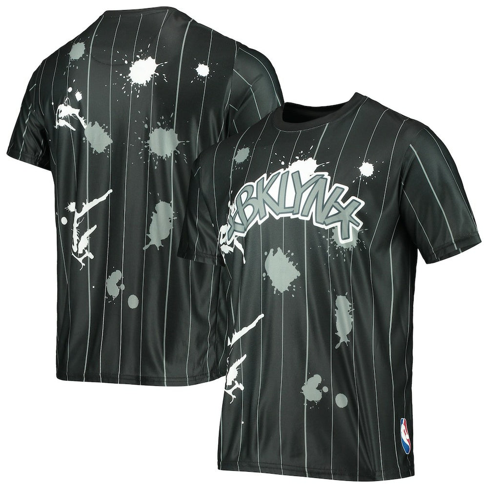 Brooklyn Nets FISLL Striped Splatter T-Shirt Black