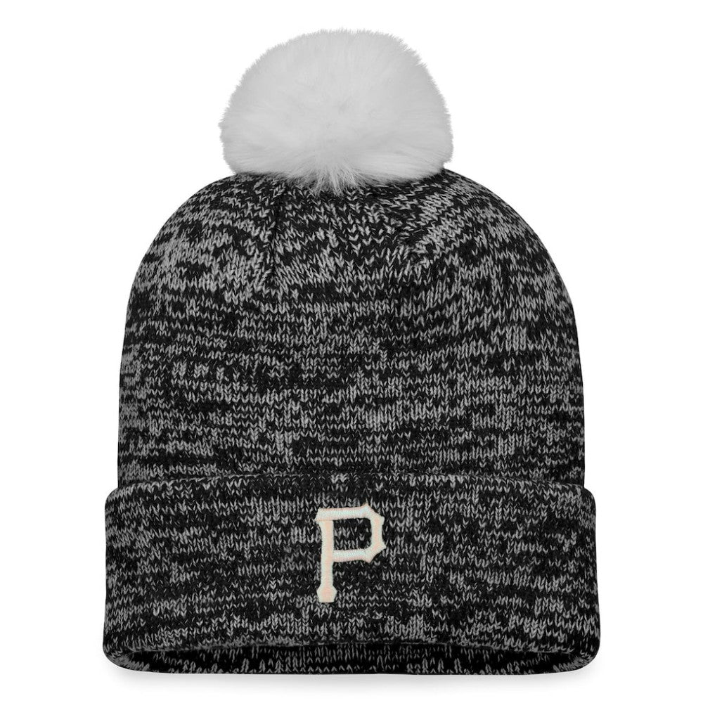Pittsburgh Pirates Fanatics Women's Iconic Cuffed Knit Hat with Pom - Black/White Hats