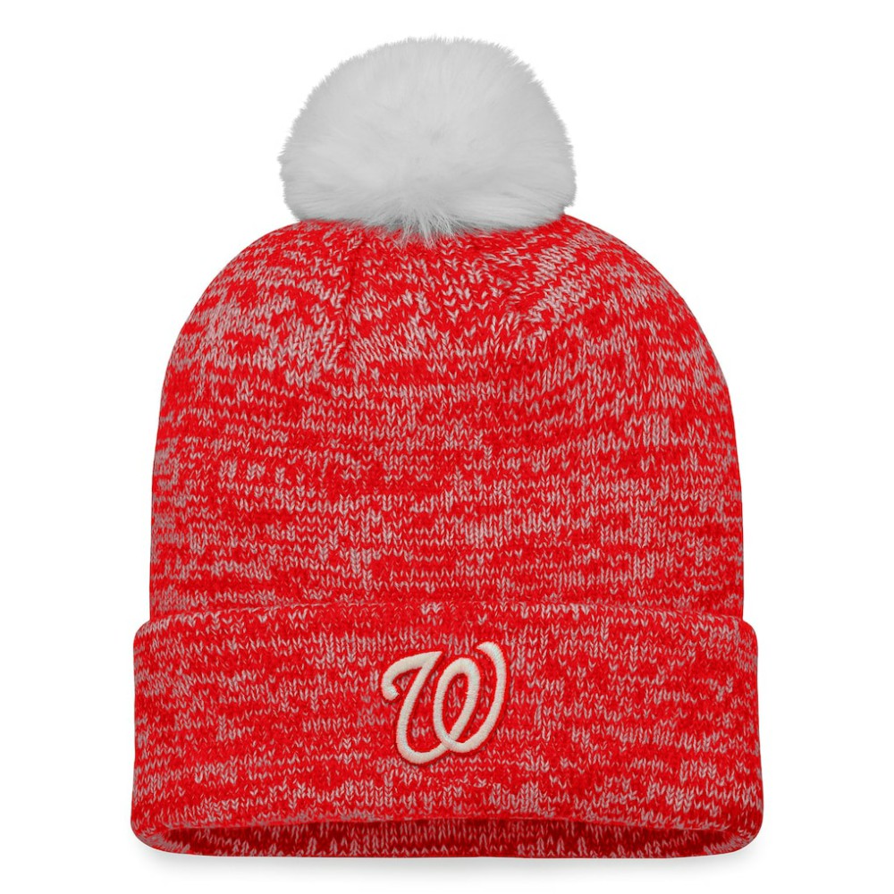 Washington Nationals Fanatics Women's Iconic Cuffed Knit Hat with Pom - Red/White Hats