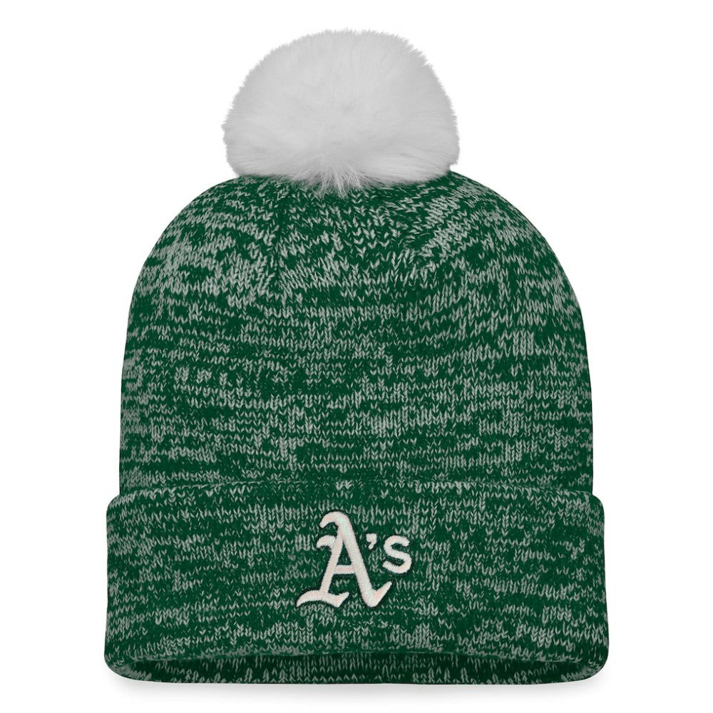 Athletics Fanatics Women's Iconic Cuffed Knit Hat with Pom - Green/White Hats