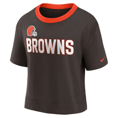 Cleveland Browns Women's High Hip Fashion Cropped Top Brown