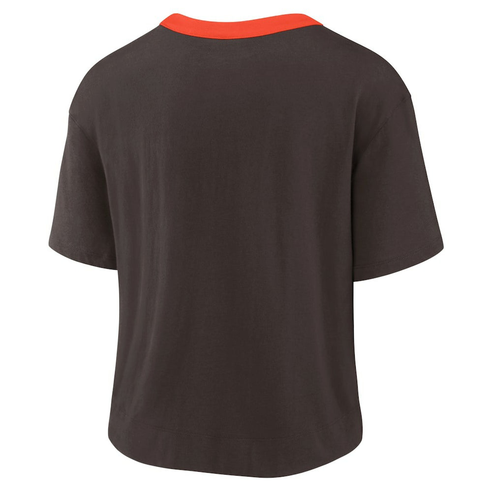 Cleveland Browns Women's High Hip Fashion Cropped Top Brown