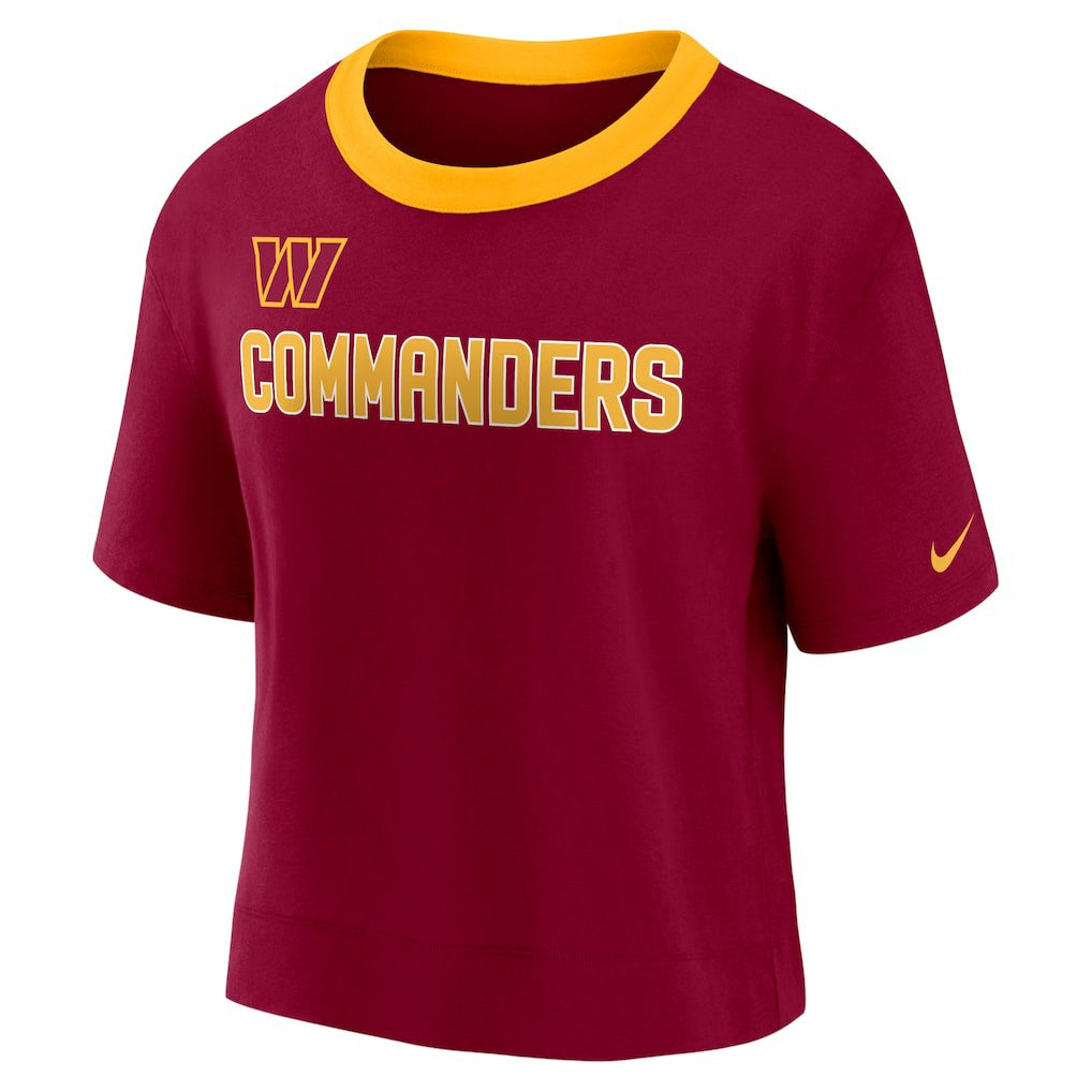 Washington Commanders Women's High Hip Fashion Cropped Top Burgundy