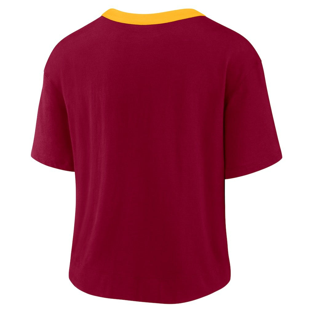 Washington Commanders Women's High Hip Fashion Cropped Top Burgundy