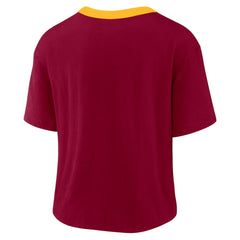 Washington Commanders Women's High Hip Fashion Cropped Top Burgundy