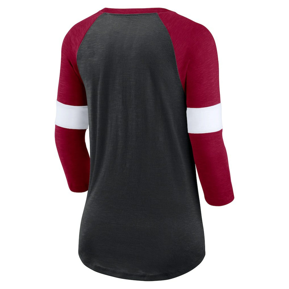 Washington Commanders Women's Football Pride Raglan 3/4-Sleeve T-Shirt Heather Black/Burgundy
