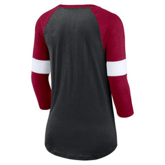Washington Commanders Women's Football Pride Raglan 3/4-Sleeve T-Shirt Heather Black/Burgundy