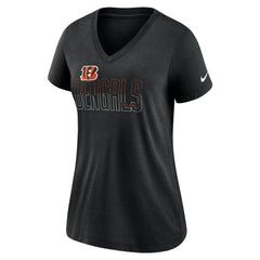 Cincinnati Bengals Women's Lock Up Tri-Blend V-Neck T-Shirt Heathered Black