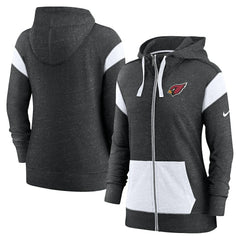 Arizona Cardinals Women's Monaco Lightweight Full-Zip Hoodie Heather Black/White