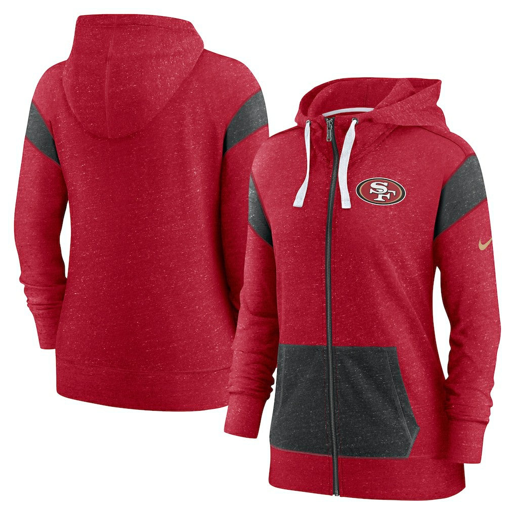 San Francisco 49ers Women's Monaco Lightweight Full-Zip Hoodie Scarlet/Heather Black