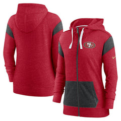 San Francisco 49ers Women's Monaco Lightweight Full-Zip Hoodie Scarlet/Heather Black