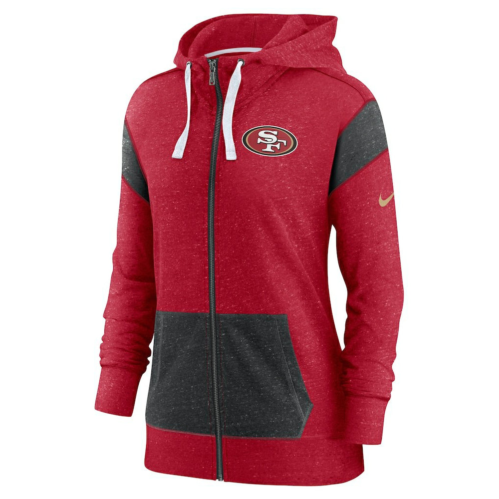 San Francisco 49ers Women's Monaco Lightweight Full-Zip Hoodie Scarlet/Heather Black