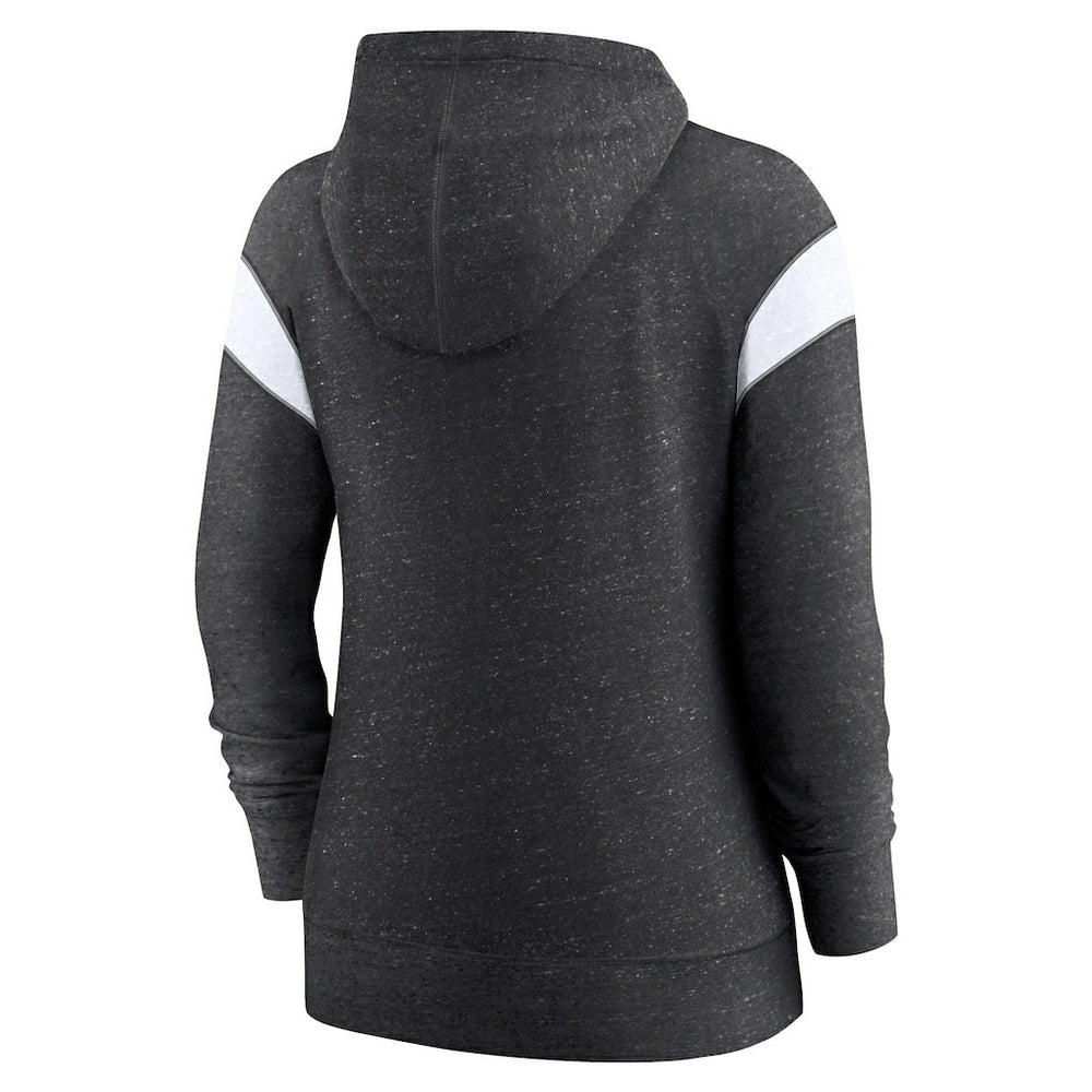 Las Vegas Raiders Women's Plus Size Monaco Full-Zip Lightweight Hoodie Heather Black/White
