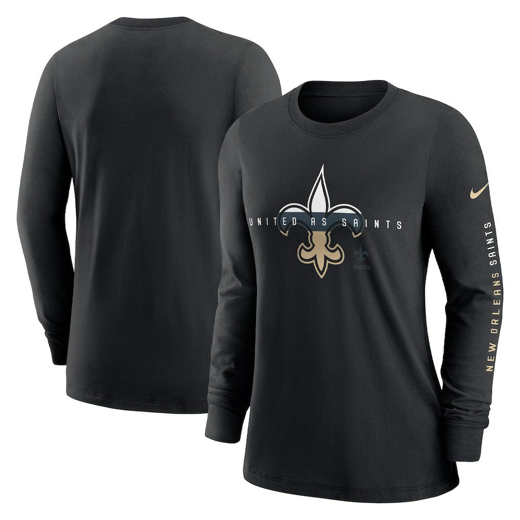 New Orleans Saints Women's Prime Split Long Sleeve T-Shirt Black