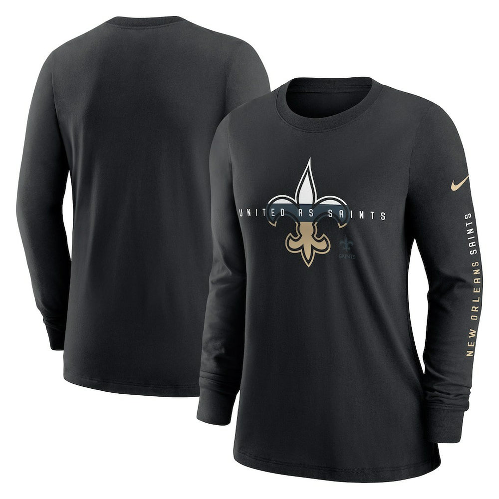 New Orleans Saints Women's Prime Split Long Sleeve T-Shirt Black