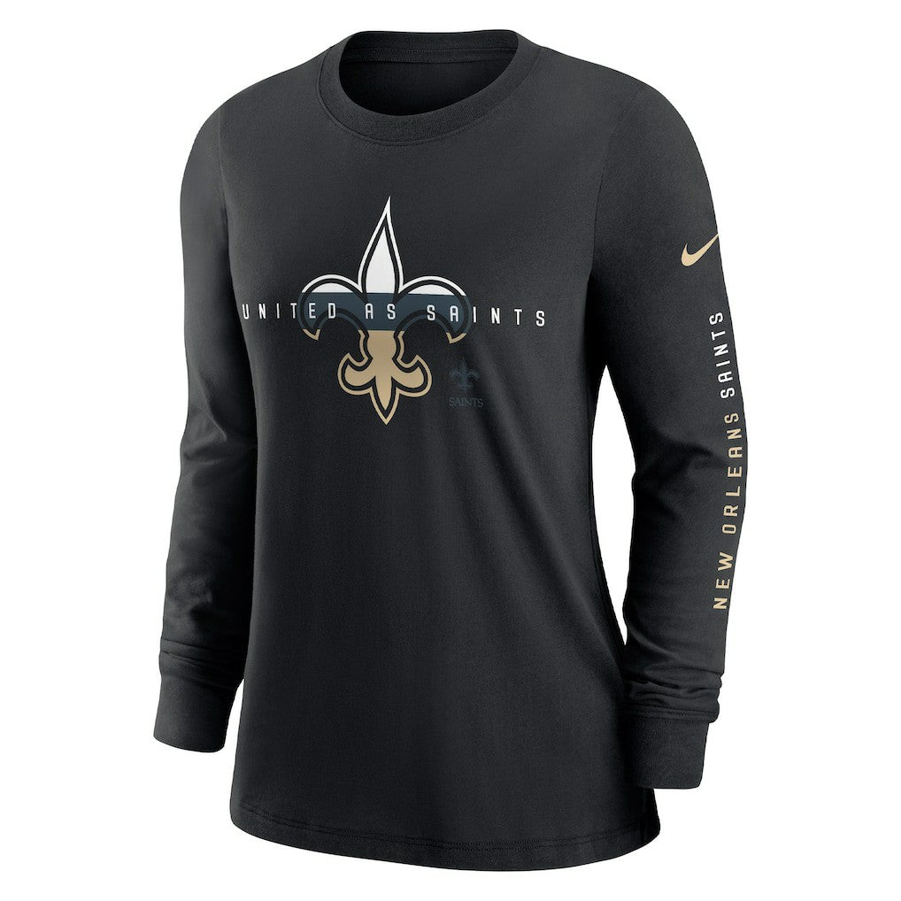 New Orleans Saints Women's Prime Split Long Sleeve T-Shirt Black
