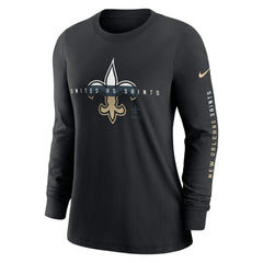 New Orleans Saints Women's Prime Split Long Sleeve T-Shirt Black