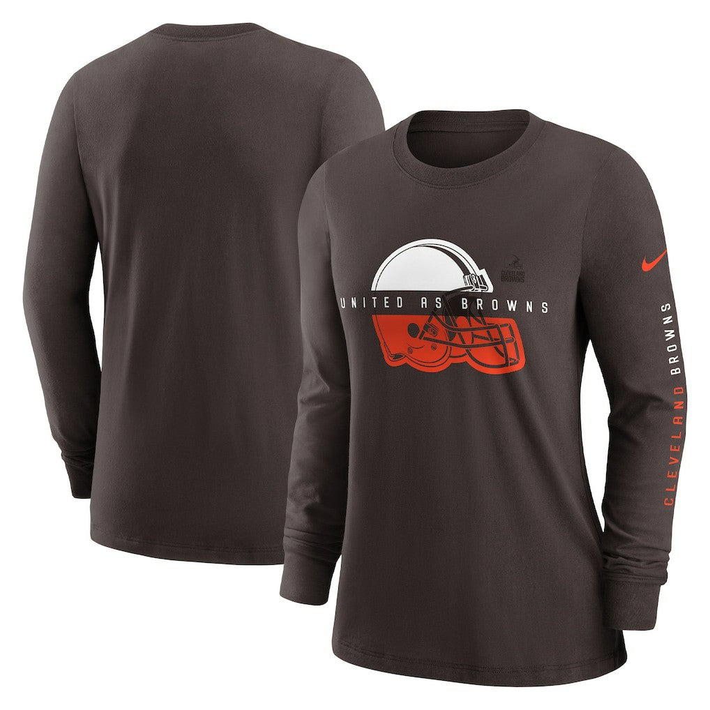Cleveland Browns Women's Prime Split Long Sleeve T-Shirt Brown