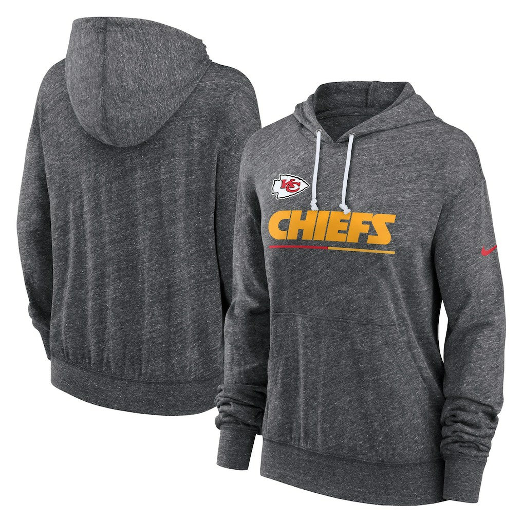 Kansas City Chiefs Women's Team Spirit Gym Vintage Lightweight Hoodie Top Heather Charcoal