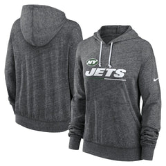 New York Jets Women's Team Spirit Gym Vintage Lightweight Hoodie Top Heather Charcoal