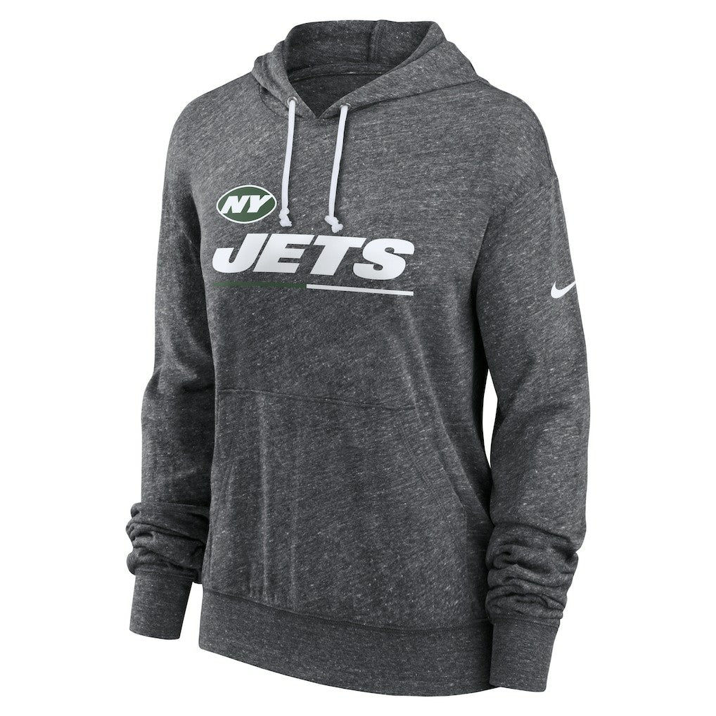 New York Jets Women's Team Spirit Gym Vintage Lightweight Hoodie Top Heather Charcoal
