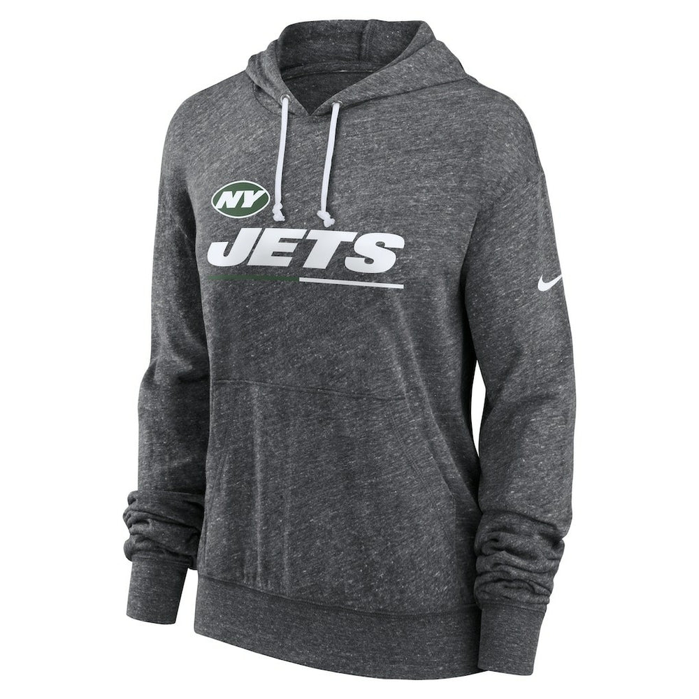 New York Jets Women's Team Spirit Gym Vintage Lightweight Hoodie Top Heather Charcoal
