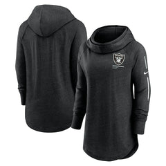 Las Vegas Raiders Women's Minimal Statement Lightweight Raglan Funnel Neck Pullover Hoodie Black