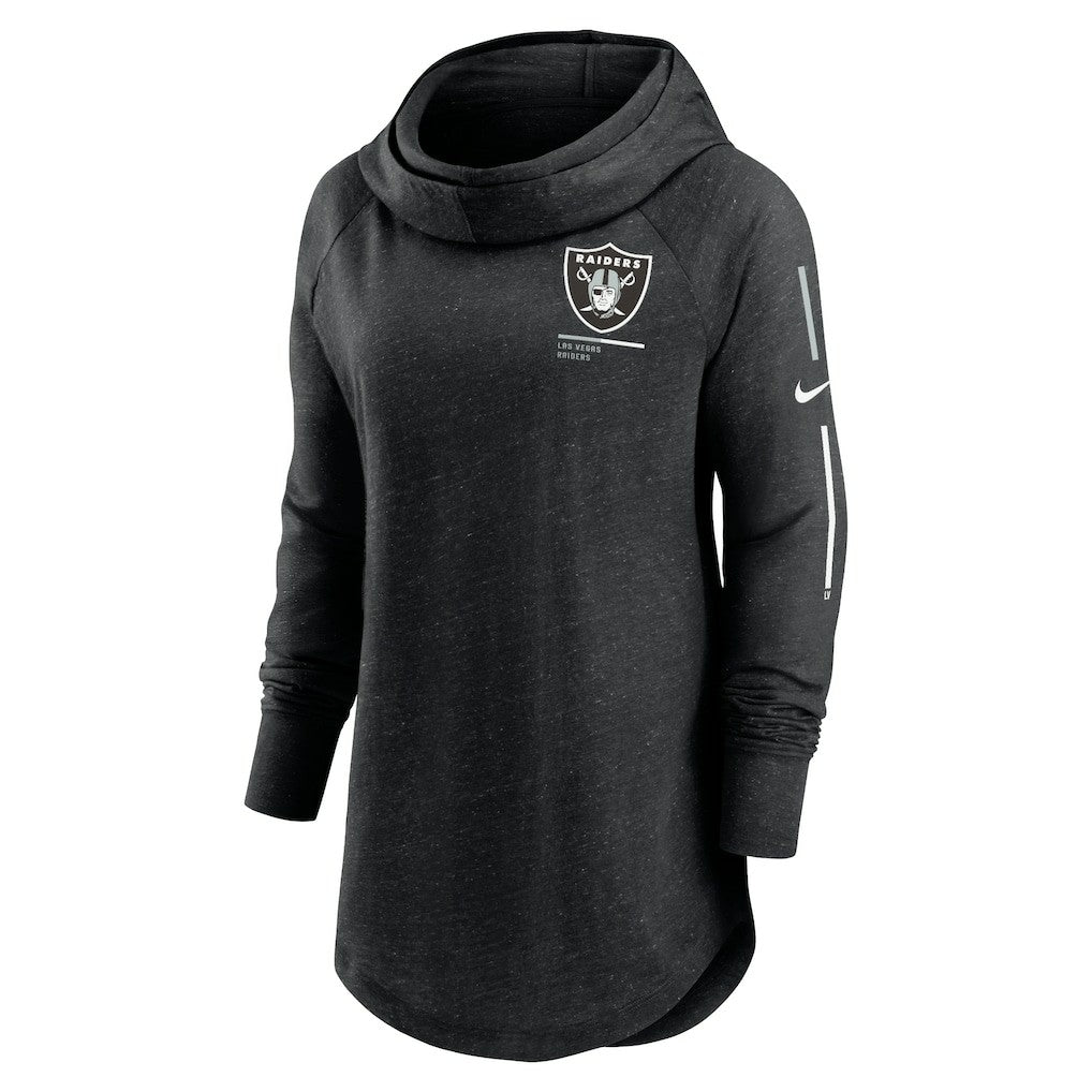 Las Vegas Raiders Women's Minimal Statement Lightweight Raglan Funnel Neck Pullover Hoodie Black