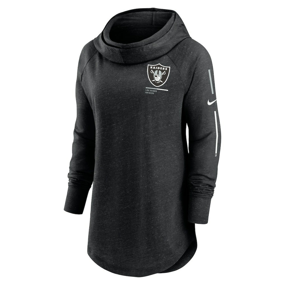 Las Vegas Raiders Women's Minimal Statement Lightweight Raglan Funnel Neck Pullover Hoodie Black