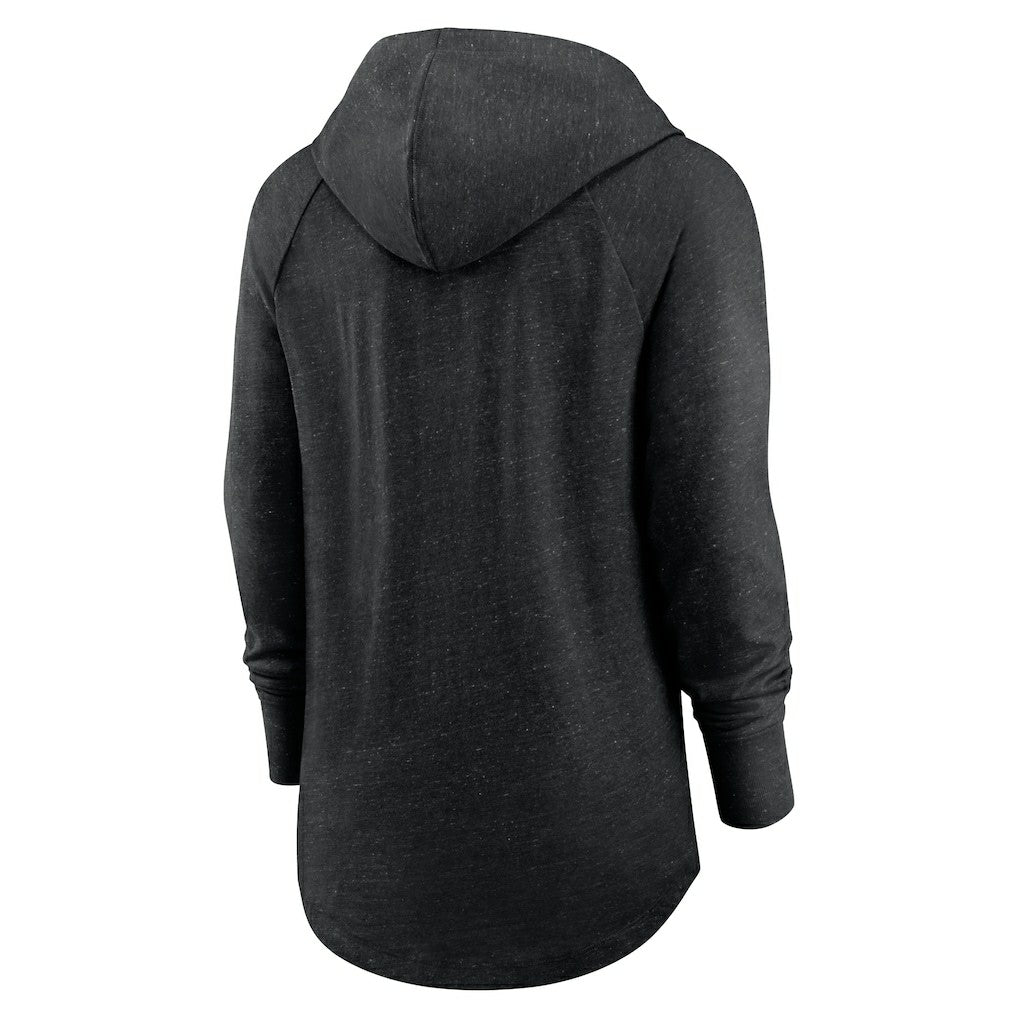 Las Vegas Raiders Women's Minimal Statement Lightweight Raglan Funnel Neck Pullover Hoodie Black