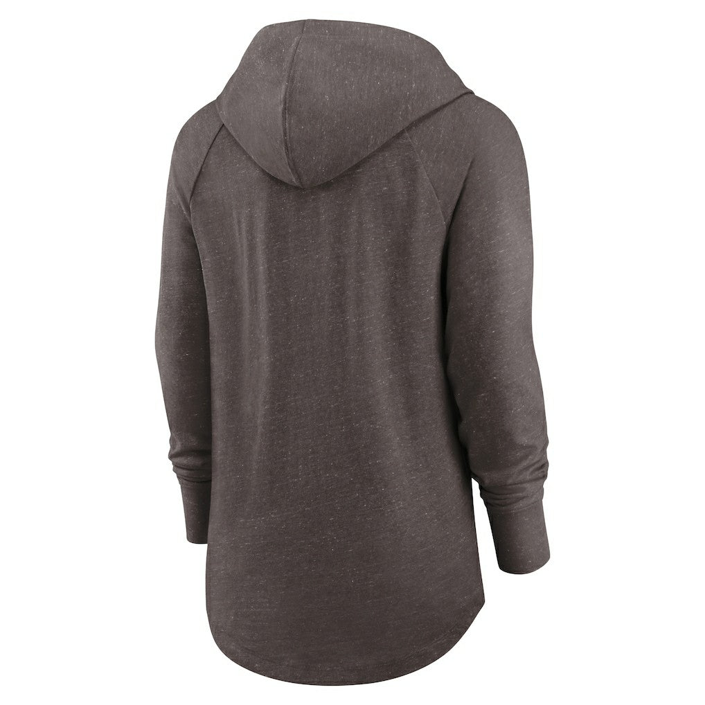 Cleveland Browns Women's Minimal Statement Lightweight Raglan Funnel Neck Pullover Hoodie Brown