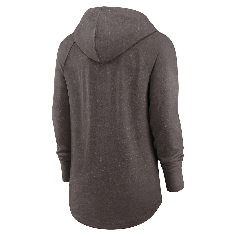 Cleveland Browns Women's Minimal Statement Lightweight Raglan Funnel Neck Pullover Hoodie Brown