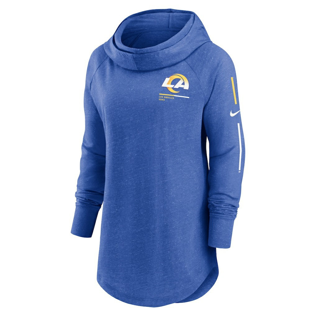 Los Angeles Rams Women's Minimal Statement Lightweight Raglan Funnel Neck Pullover Hoodie Royal