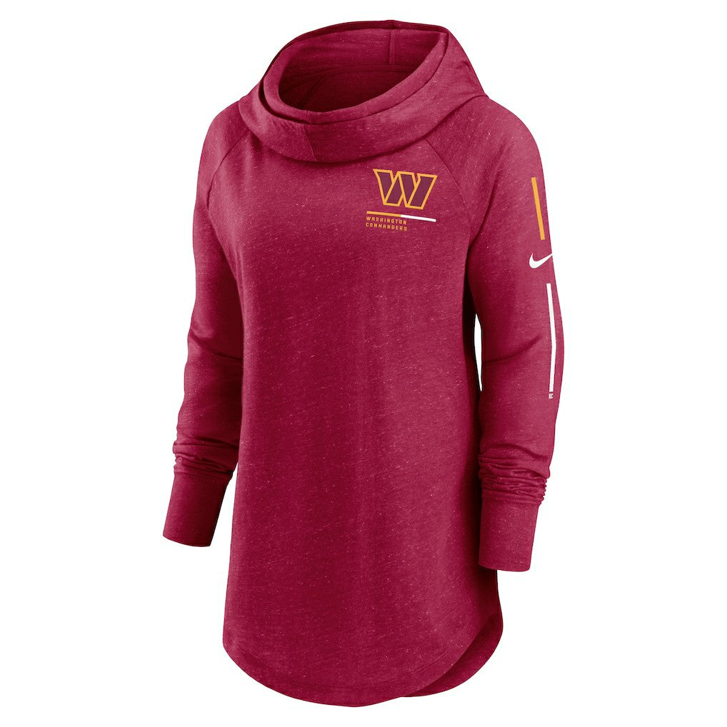 Washington Commanders Women's Minimal Statement Lightweight Raglan Funnel Neck Pullover Hoodie Burgundy