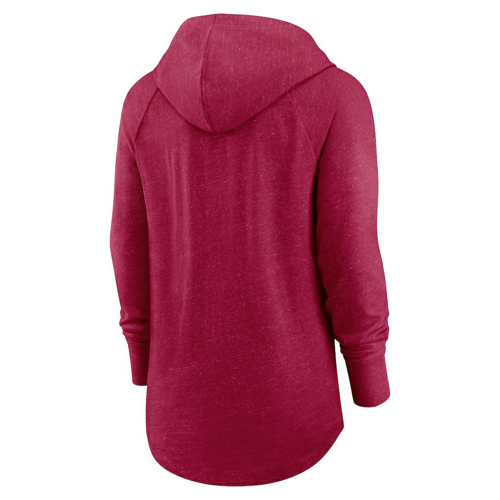 Washington Commanders Women's Minimal Statement Lightweight Raglan Funnel Neck Pullover Hoodie Burgundy