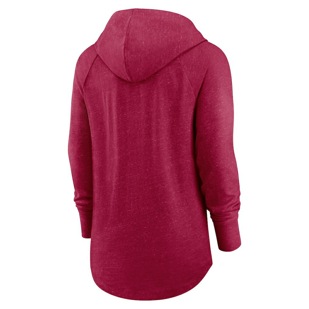 Washington Commanders Women's Minimal Statement Lightweight Raglan Funnel Neck Pullover Hoodie Burgundy