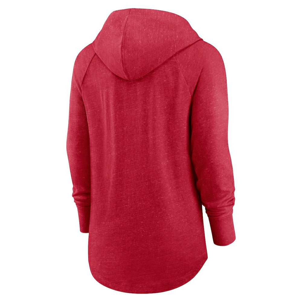 San Francisco 49ers Women's Minimal Statement Lightweight Raglan Funnel Neck Pullover Hoodie Scarlet
