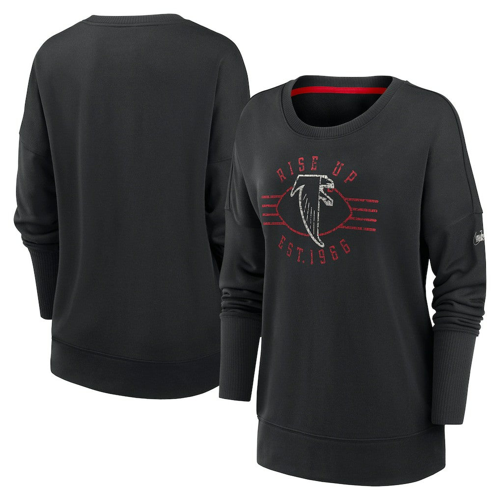 Atlanta Falcons Women's Rewind Playback Icon Performance Pullover Sweatshirt Black