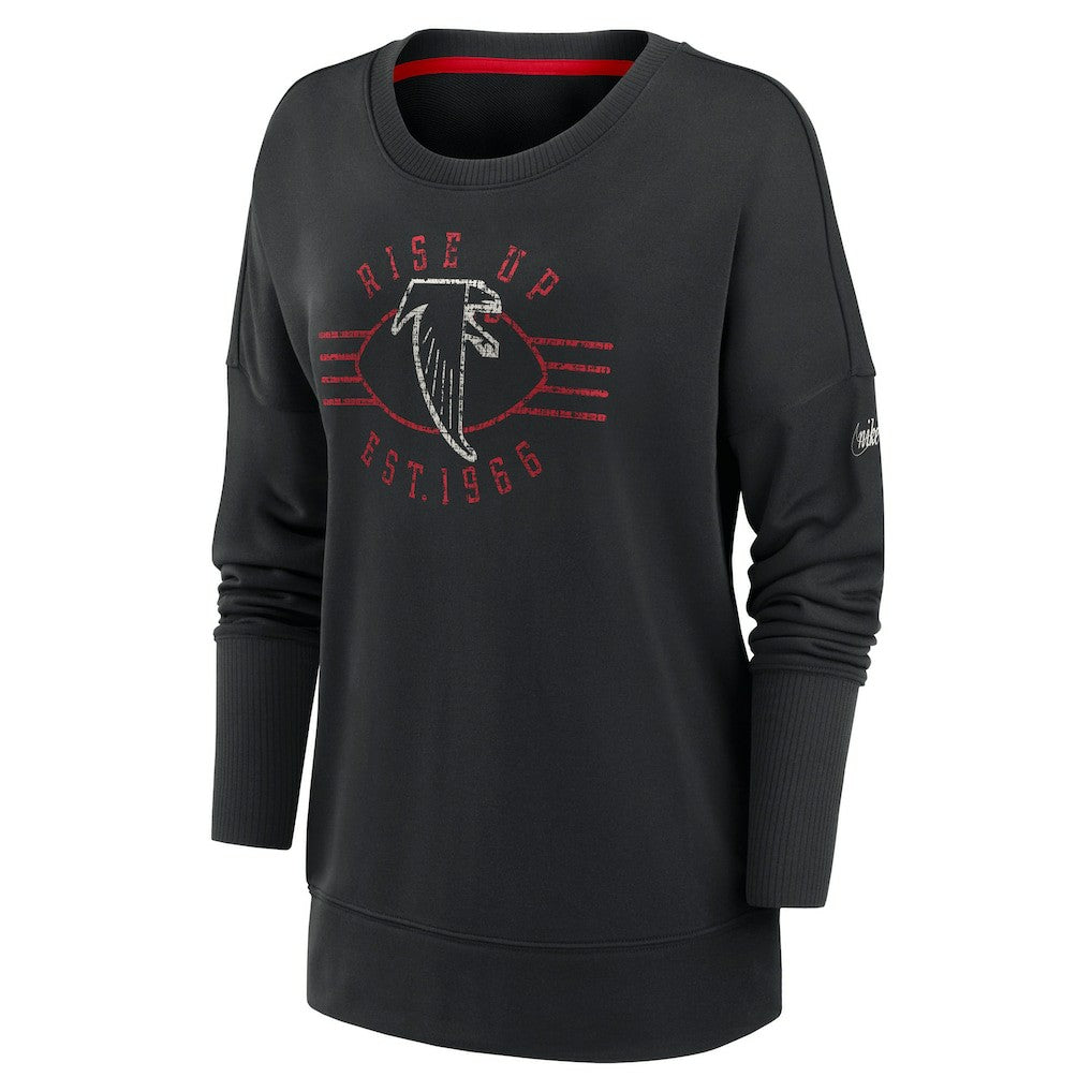 Atlanta Falcons Women's Rewind Playback Icon Performance Pullover Sweatshirt Black