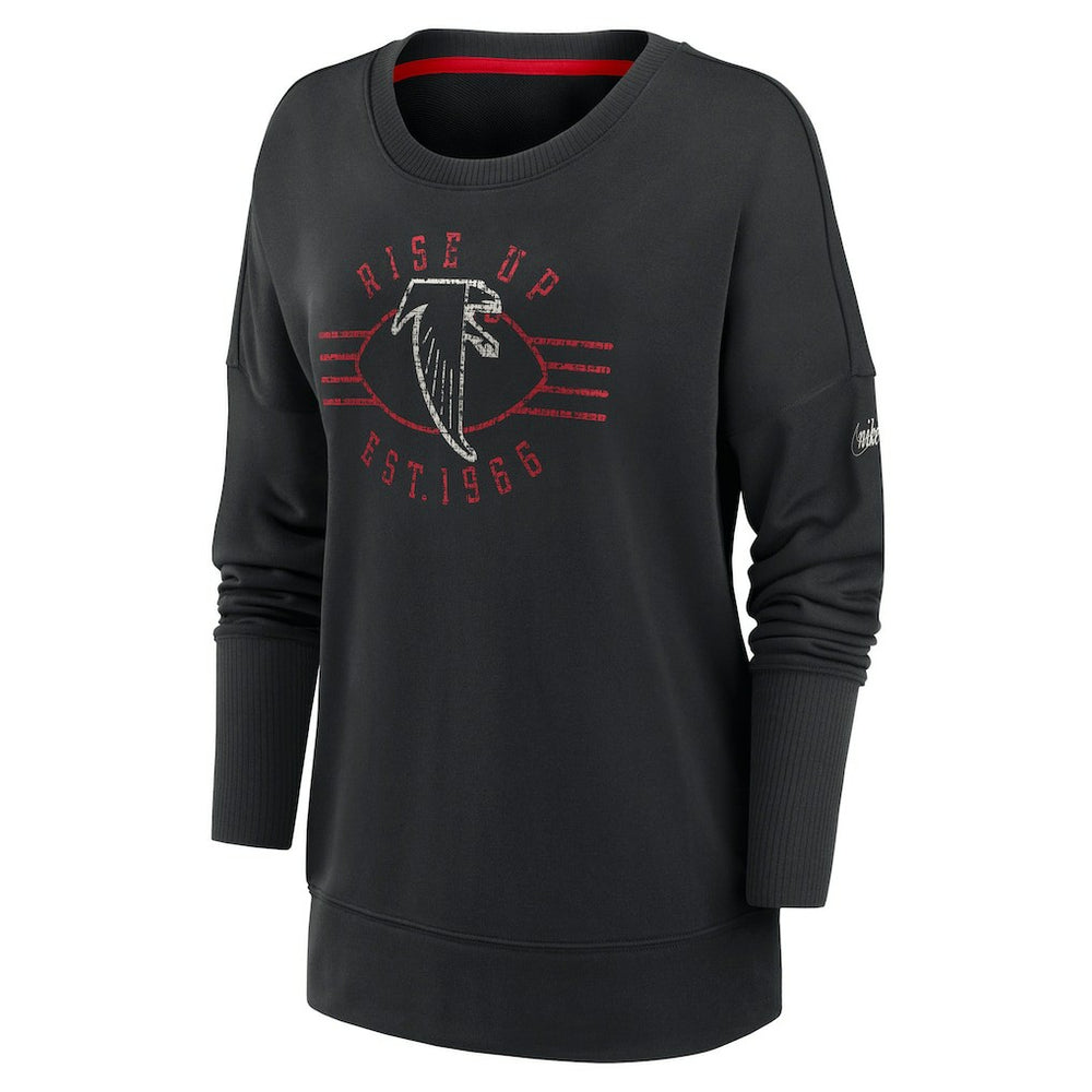 Atlanta Falcons Women's Rewind Playback Icon Performance Pullover Sweatshirt Black